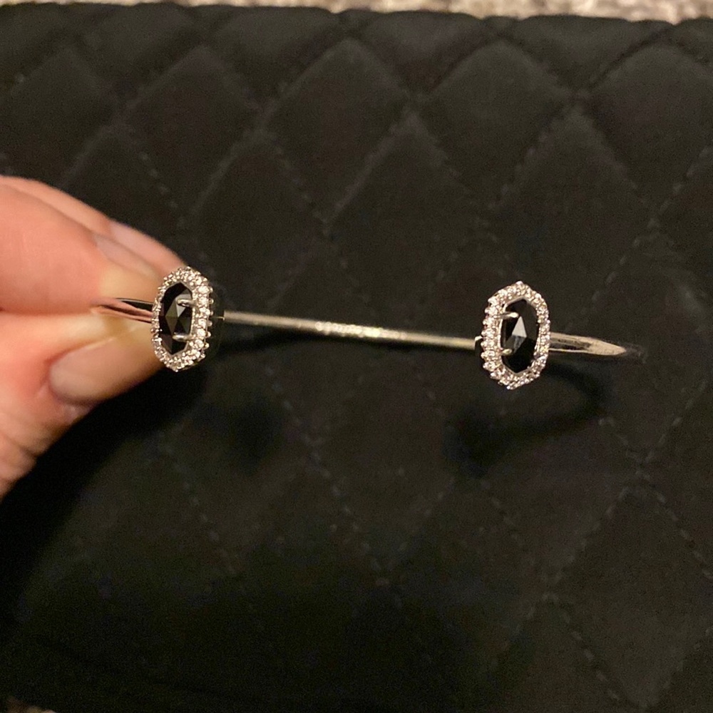 Kendra Scott Black and Crystal Cuff Silver Bracelet